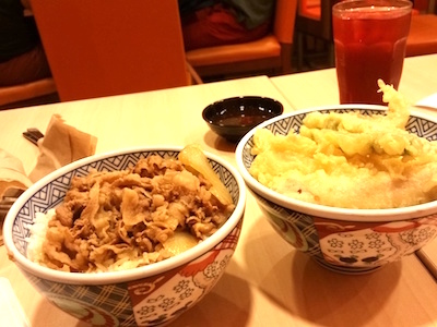 牛丼と天ぷら丼