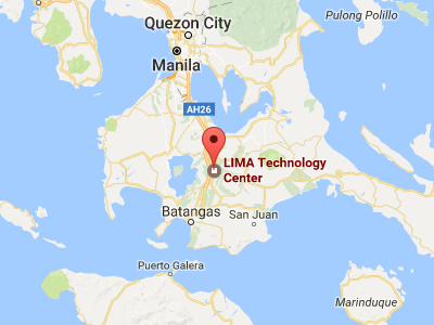 フィリピンのバタンガスにあるリマテクノロジーセンターの地図
