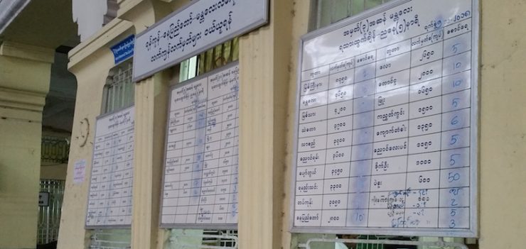 ミャンマー鉄道の時刻表
