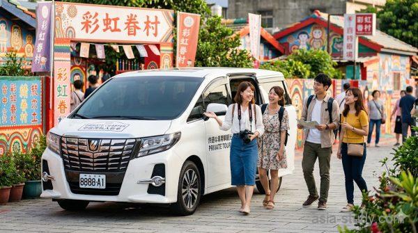 台中のプライベートチャーター車、快適な専用車での観光イメージ