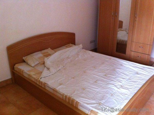 ダブルベッドとクローゼットのある寝室（内見中の部屋）