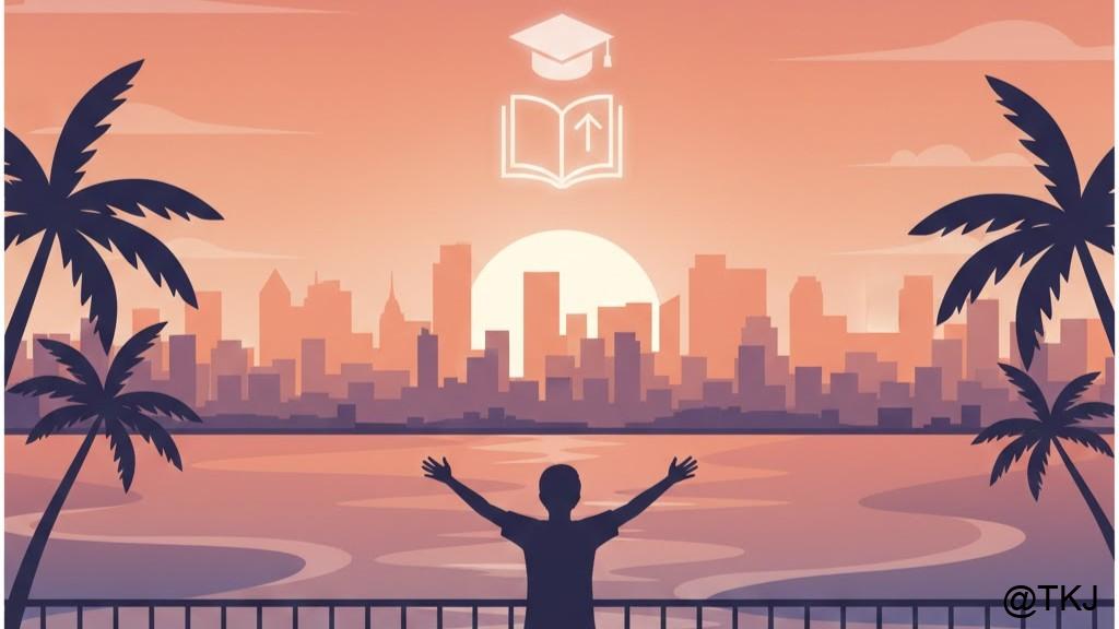 フィリピン留学のイメージ（夕景の街並みとヤシの木）